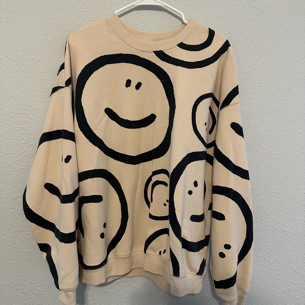 Smiley Face Beige Sweater